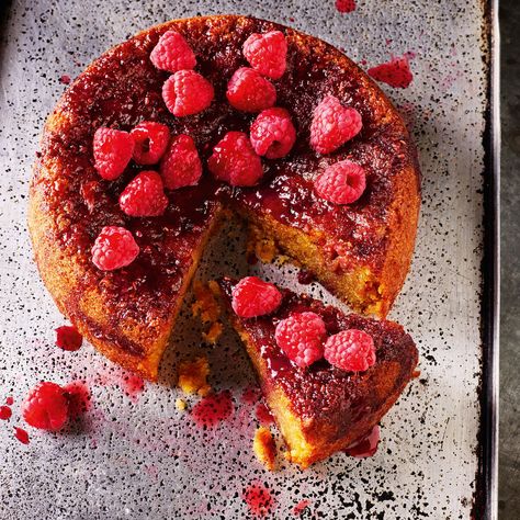 Orange & Raspberry Cake | sheerluxe.com Cake Raspberry, James Murphy, Orange Raspberry, Raspberry Orange, Fruity Treats, Peach Juice, Raspberry Cake, Ground Almonds, Sweet Food