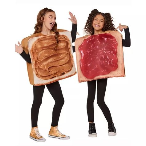 Kids Peanut Butter and Jelly Group Costume Set - 2 Pack - Spirithalloween.com Peanut Butter Jelly Costume, Candy Costumes, Carnival Dress, Couple Halloween Costumes For Adults, Halloween Party Dress, Food Costumes, Peanut Butter And Jelly, Peanut Butter Jelly, Dressup Party