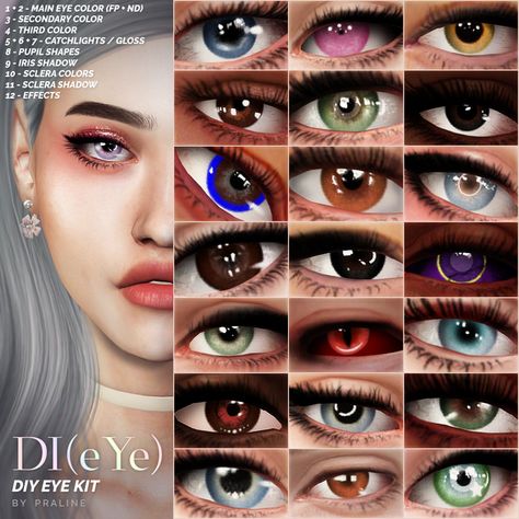 DI(eYE) - DIY Eye Kit | Pralinesims on Patreon Sims 4 Cc Eyes, The Sims 4 Skin, Makeup Cc, Sims Free Play, Pelo Sims, Free Sims 4, Sims 4 Cc Makeup, Sims 4 Game Mods, Sims 4 Body Mods