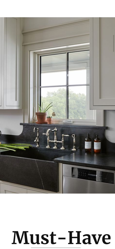 Update your kitchen with a soapstone sink—also called a farmer sink. We carry standard sizes and can fabricate custom soapstone sinks to your specifications. Soapstone Countertops Laundry Room, Soapstone Backsplash Behind Stove, Craftsman Kitchen Sinks, Soapstone Sinks, Soapstone Backsplash, Polished Nickel Kitchen, Soapstone Sink, Farmer Sink, Stone Sink Kitchen