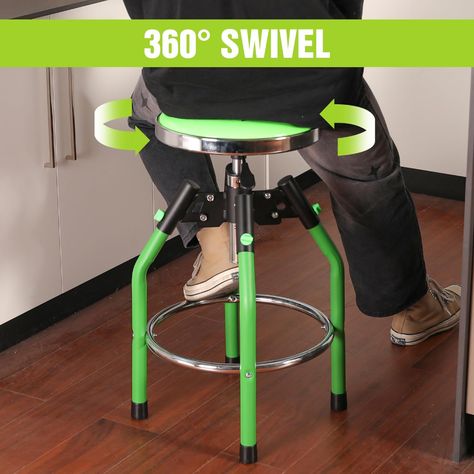 Amazon.com: WORKPRO Garage Bar Stool, Heavy Duty Adjustable Hydraulic Shop Stool, 29in to 33. 86in, 330-Pound Capacity, Green : Automotive Shop Stool, Garage Bar, Bar Stool, Man Cave, Bar Stools, Heavy Duty, Garage, Free Delivery, Bar