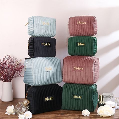 Personalized Suede Makeup Bag,Velvet Makeup Bag Custom Makeup Bag,Travel Toiletry Bag,Cosmetic bag,Bridesmaid Gift,Wedding Gift,Gift for Her   ✨Large size: 【Material】Velvet 【Weight】 116.4 g/4.11 0z (About) 【Width】 12.5 cm / 4.92 inch  ✨ Small size: 【Weight】66.8 g/2.36 0z (About) 【Width】8 cm / 3.15 inch  ✨Velvet travel makeup bags often have a noble look and feel. Cosmetic bags of this material are usually beautifully designed and have a reasonable internal structure, which is suitable for carryi Velvet Makeup, Custom Makeup Bags, Custom Makeup, Makeup Bag Travel, Travel Toiletry Bag, Travel Toiletries, Toiletry Bag Travel, Makeup Bags Travel, Makeup Bags