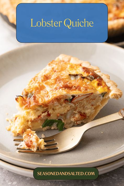 Easy Recipe for Lobster Quiche with Gruyere (Maine Lobster) Lobster Breakfast Recipes, Lobster Quiche Recipe, Lobster And Eggs Recipe, Lobster Omelette Recipe, Lobster Quiche, Lobster Breakfast, Seafood Quiche, Cooked Lobster, Fisherman’s Seafood Pie