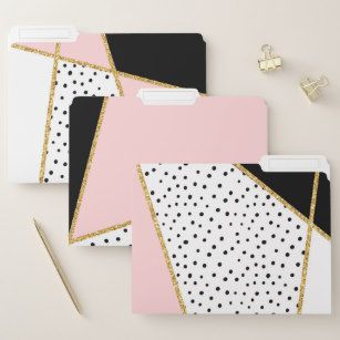 Pink and Black Chic Abstract Pattern Set File Folder Portfolio Folder Design, Pink File Folder, Folder Decoration, Folder Decorado, Clipboard Diy, Folder Cover Design, Neutral Classroom, File Decoration Ideas, Folder Cover