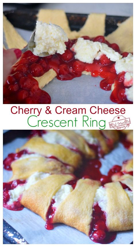 Crescent Roll Ring, Breakfast For Christmas Morning, Breakfast For Christmas, Cherry Danish, Crescent Roll Recipes Dessert, Pillsbury Crescent Roll Recipes, Crescent Roll Dessert, Cream Cheese Crescent Rolls, Cheese Crescent Rolls