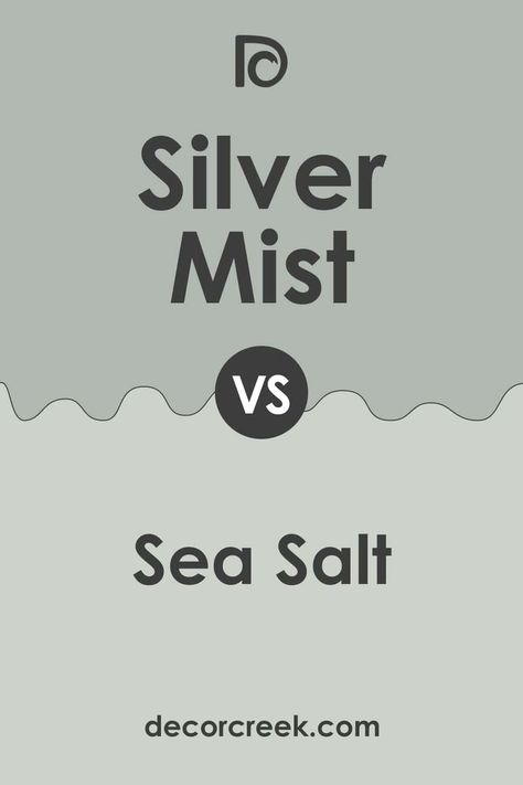 SW Silver Mist vs SW Sea Salt by Sherwin Williams Bm Silver Mist, Sw Silver Mist, Silver Mist Sherwin Williams, Sherwin Williams Silver Mist, Sw Silver Strand, Silver Strand Paint, Sw Sea Salt, Sherman Williams, Boy Room Paint