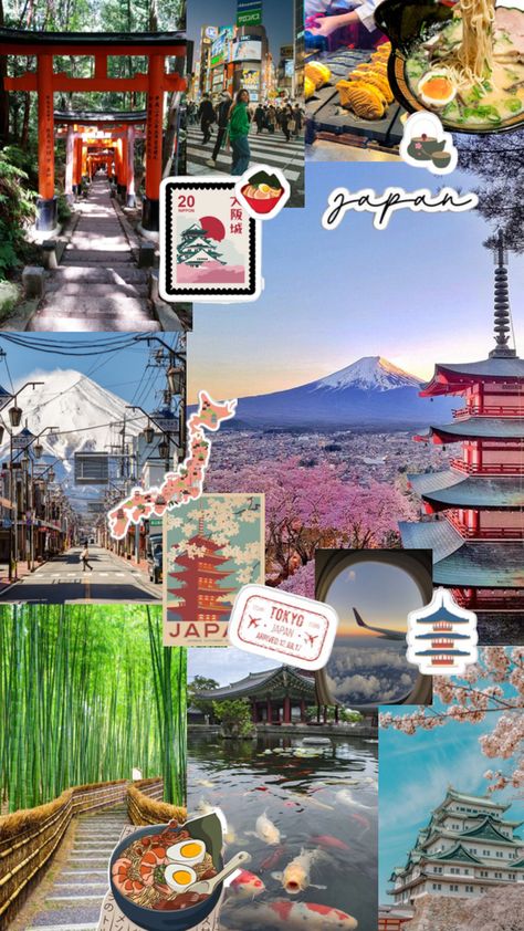 Travel Vision Board, Japanese Icon, Tokyo Japan Travel, Travel Collage, Japan Vacation, Nami One Piece, Okinawa Japan, Japan Aesthetic, Travel Nursing