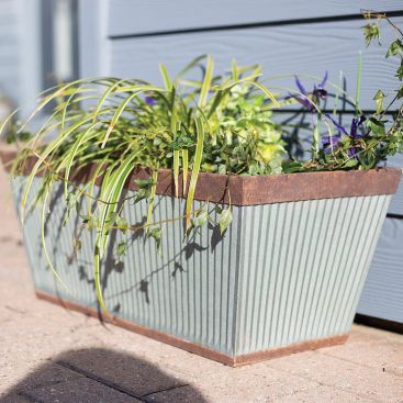 Galvanized Trough, Garden Troughs, Trough Planter, Planter Window, Plant Pot Design, Trough Planters, Patio Planters, Artificial Orchids, Beautiful Patios