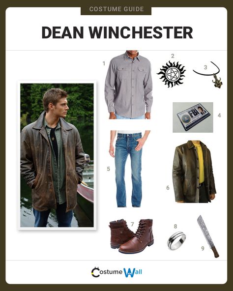 While few could match his good looks, we can have you looking like Supernatural's Dean Winchester in no time at all. Dean Winchester Outfit, Supernatural Halloween Costumes, Dean Winchester Cosplay, Supernatural Costume, Polyvore Outfits Fall, Supernatural Inspired Outfits, Supernatural Halloween, Supernatural Outfits, Supernatural Cosplay