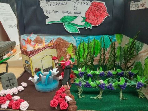 Diaroma Esperanza Rising                                                       … Esperanza Rising Art Projects, Pe Bulletin Boards, Esperanza Rising, Classroom Tour, 5th Grade Ela, Book Reports, Reading Unit, Author Studies, Book Cover Illustration