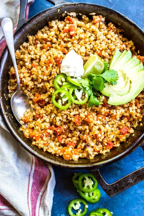 Keto Mexican Cauliflower Rice - Cast Iron Keto Mexican Low Carb, Seasoned Cauliflower Rice, Seasoned Cauliflower, Keto Rice, Cast Iron Keto, Cauliflower Benefits, Mexican Cauliflower Rice, Mexican Cauliflower, Dessert Mousse