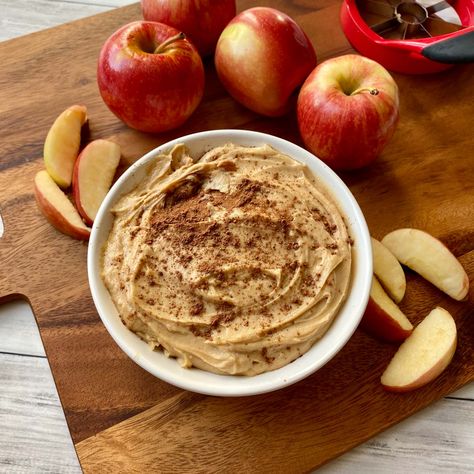 Healthy Apple Dip Dip For Apples Healthy, Healthy Apple Dip, Greek Yogurt Dip For Apples, Apple Dip Healthy, Easy Party Side Dishes, Carmel Apple Dip Greek Yogurt, Healthy Peanut Butter Dip For Apples, Apple Dip Recipe, Taffy Apple