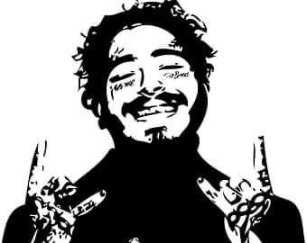 Post Malone Sketch, Post Malone Drawing, Post Malone Album Art, Post Malone Svg, Post Malone Silhouette, Funny School Pictures, Homemade Stickers, Silhouette Stencil, Post Malone