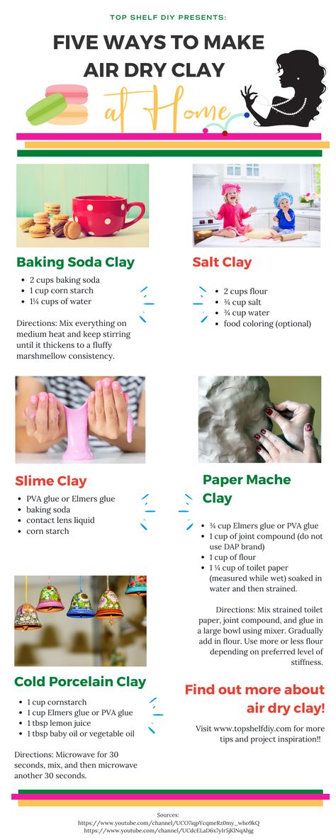 Polymer Clay Vs Air Dry Clay, Baking Soda Air Dry Clay, Diy Pottery Clay Recipe, Homemade Modeling Clay, How To Make Clay For Pottery, Molding Clay Ideas Diy, Clay Tutorials Air Dry, Air Dry Clay Useful Projects, Air Dry Clay Recipe No Cook