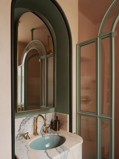 Powder Bathroom Decor, Small Powder Bathroom, Bathroom Blueprints, Upper West Side Apartment, Whimsical Bathroom, Bathroom Mirror Ideas, Powder Bathroom, Residential Building Design, Est Living