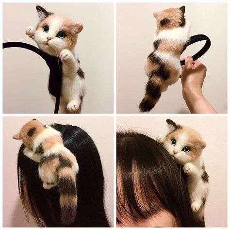 Kitty Headband, Cat Headband, Catwoman Cosplay, Chat Kawaii, Cat Cosplay, Wool Animals, Hair Band Accessories, Kawaii Cat, Hair Hoops