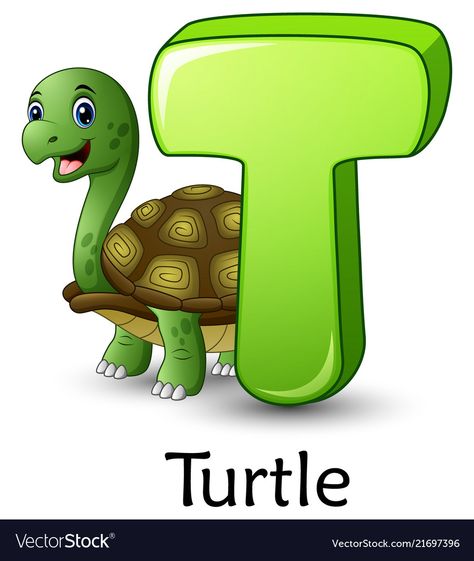 T For Turtle, T Is For Turtle, Alphabet Letters Clipart, Turtle Cartoon, Cartoon Alphabet, Alphabet Letters Images, Alphabet Nursery, Alphabet Pictures, Alphabet Images