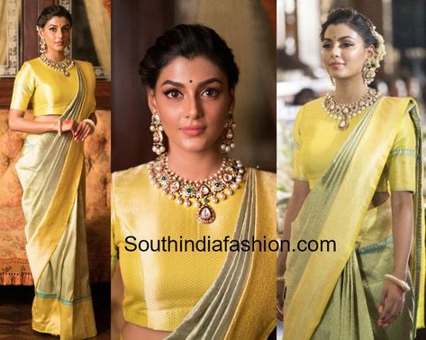 Wedding.... Engagement outfit Anisha Ambrose, Hairstyles Brides, Blouse Designs High Neck, Indian Saree Blouses Designs, Wedding Indian, Silk Saree Blouse Designs, Blouse Designs Silk, Indian Wedding Wear, Saree Blouse Designs Latest