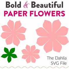 Printable Flower Templates, Free Paper Flower Templates, Cricut Flowers, Mother's Day Crafts For Kids, Flower Templates Printable, Flower Decoration Ideas, Beautiful Paper Flowers, Paper Dahlia, Picture Backdrop