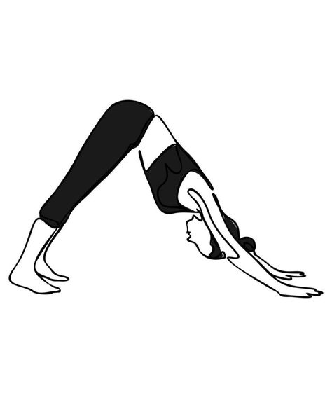 Woman doing exercise in yoga pose. Downward facing dog pose. Vector silhouette illustration isolated on white background. international yoga day concept. Yoga logo Downward Facing Dog Pose, Cute Easy Animal Drawings, Yoga Drawing, Upward Dog, Dog Outline, Easy Animal Drawings, Yoga Illustration, Yoga Logo, Downward Facing Dog