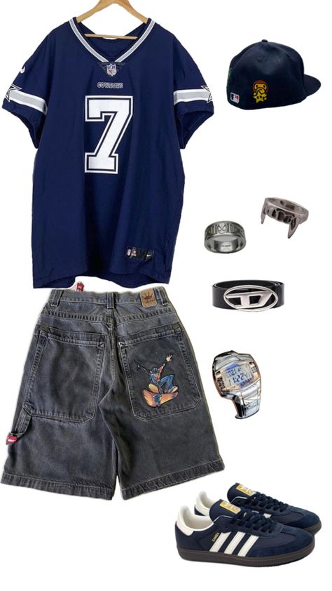 Cholo Outfit, Style Jorts, Baggy Outfit Ideas, Outfit For Summer, Outfit Inspo Casual, Street Fashion Men Streetwear, Jersey Outfit, Tomboy Style Outfits, Swaggy Outfits