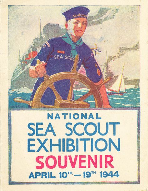 Sea Scouts Exhibition Souvenir Card DUNIH 406.1 Exhibition Artwork, Boy Scout Activities, Sea Scouts, Souvenir Card, Show Boat, Rule Britannia, Scout Uniform, Vintage Boy Scouts, Scout Activities