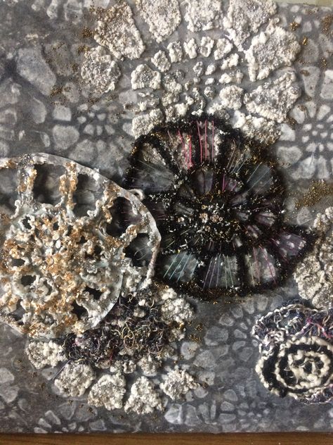 Fossil Textiles, Excavated Textiles, Sarita Handa, Fossil Art, Textiles Gcse, Felting Embroidery, Embroidery Samples, Mica Flakes, Gcse Textiles