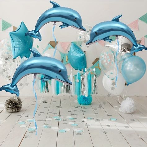 Faster shipping. Better service Dolphin Birthday Parties, Dolphin Birthday, Mermaid Dolphin, Dolphin Party, Ocean Theme Party, Photo Balloons, Ocean Party, Birthday Party Decoration, Balloon Animals