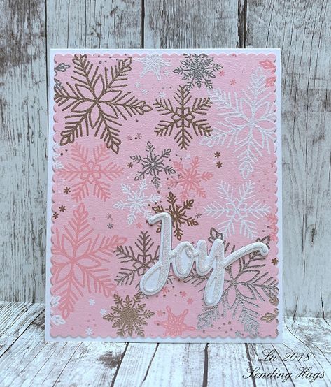 Turnabout Stamps, Pink Christmas Cards, Crafty Christmas, Snowflake Cards, Christmas Card Inspiration, Cardmaking Ideas, Homemade Christmas Cards, Sending Hugs, Navidad Diy