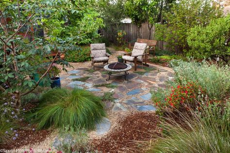 Like the collage design of stone pavers and the warm colors. Could do decomposed granite (DG) in between. California Native Landscape, Native Plant Landscape, California Native Garden, California Backyard, Backyard Plants, California Native Plants, California Garden, Dream Yard, Landscape Designs