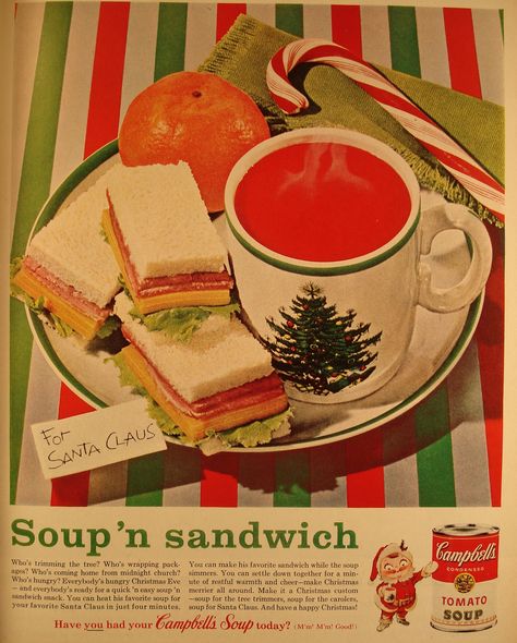 Soup Christmas, Nostalgic Food, Christmas Advertising, Campbells Soup, Food Vintage, Christmas Ham, Quick And Easy Soup, Retro Food, Christmas Foods