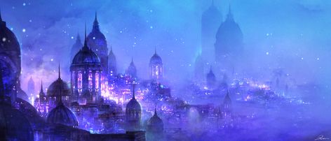 Artist ~ R.E.C Moon Kingdom, Fantasy Background, Fantasy City, Fantasy Castle, Fantasy Places, Fantasy Art Landscapes, Fantasy Concept Art, 판타지 아트, Environment Concept Art