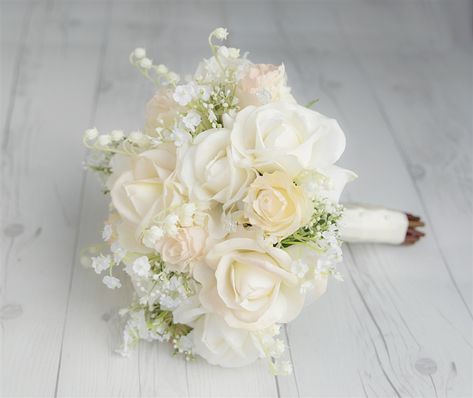 Flower Bouquet Rustic, Champagne Bouquet, Cream Bouquet, Pretty Wedding Bouquet, Wild Flower Bouquet, Bouquet Champetre, Silk Rose Bouquet, Elegant Wedding Bouquets, Spring Wedding Bouquets