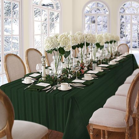 Elegant Tablecloth, Oblong Tablecloth, Striped Tablecloths, Damask Tablecloth, Damask Fabric, Striped Table, Green Table, Tablecloth Fabric, Damask Pattern