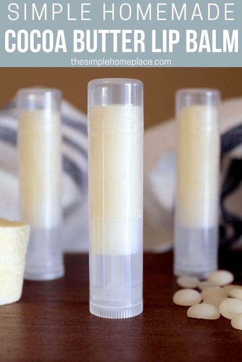 How To Make Homemade Chapstick, Lip Butter Recipe, Chapstick Recipe, Homemade Cocoa, Homemade Lip Balm Recipe, Cocoa Butter Lip Balm, Lip Balm Recipe, Wax Lips, Diy Lip Balm Recipes