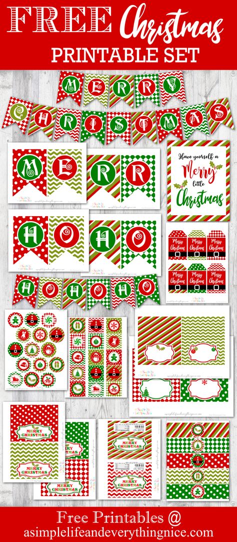 Free Complete Christmas Printable Set Christmas Banner Printable, Christmas Party Printables, Christmas Planner Printables, Christmas Bingo Printable, Christmas Stickers Printable, Free Christmas Tags, Free Christmas Tags Printable, Printable Christmas Decorations, Christmas Bingo Cards