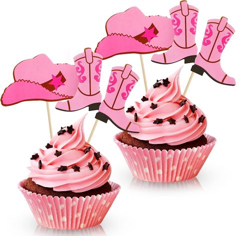 Western Theme Party Favors, Cowboy Hat Cake, Western Birthday Cakes, Cowboy Cupcakes, Cow Cupcakes, Pink Cake Toppers, Cowgirl Cakes, Birthday Cake Decorations, Rodeo Birthday Parties