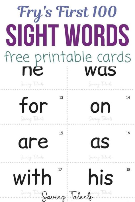 Fry 100 Sight Words, How To Introduce Sight Words, Sight Word Flash Cards Free, Sight Word Printables Free, Site Words Kindergarten, Sight Words Kindergarten Printables, Kids Sight Words, Pre K Sight Words, First 100 Sight Words