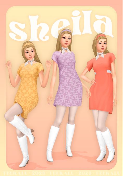 60s Vibes, Sims 4 Decades Challenge, 60 Outfits, 50th Clothes, 1960s Outfits, Sims 4 Mm Cc, Tumblr Sims 4, Sims 4 Dresses, Sims 4 Mm