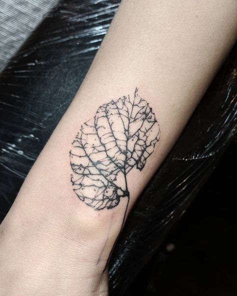 Leaf Skeleton Tattoo, Tree Mushroom Tattoo, Skeleton Leaf Tattoo, Bird Stick And Poke, Minimalist Leaf Tattoo, Bird Skeleton Tattoo, Bones Tattoo Ideas, Vertebrae Tattoo, Fossil Tattoo