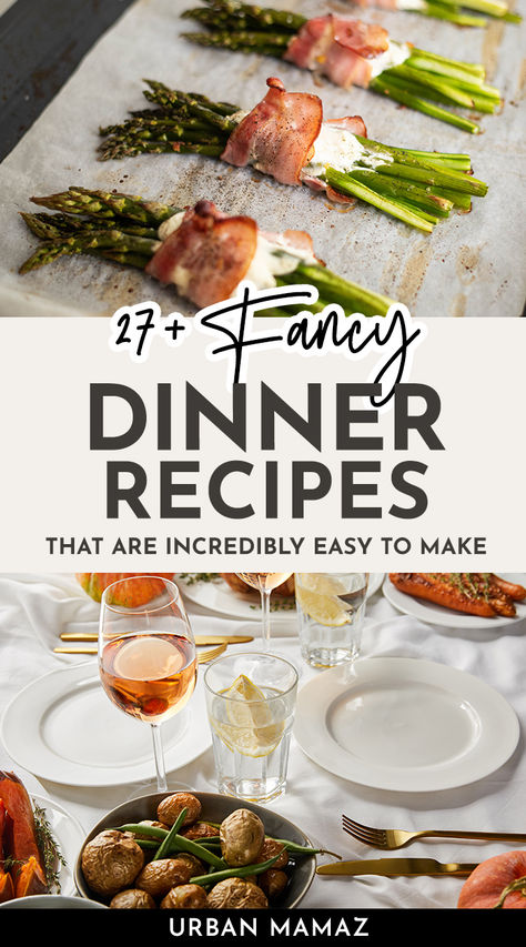 Fancy Dinner Recipes Fancy Looking Dinner, Fancy Christmas Meals, Upscale Food Recipes, Simple Fancy Dinner, Impress Guests Dinner, Fine Dining Dinner Ideas, Rare Dinner Ideas, Multiple Course Meal Ideas, Fine Dining Thanksgiving Recipes