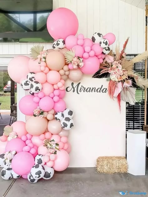 OrcaJump - Arco de guirnalda de globos multicolor de 148 piezas Animal Party Decorations, Cow Birthday Parties, Rodeo Birthday Parties, Cowgirl Baby Showers, 1st Rodeo, Cow Baby Showers, Farm Themed Birthday Party, Rodeo Party, Cowgirl Birthday Party