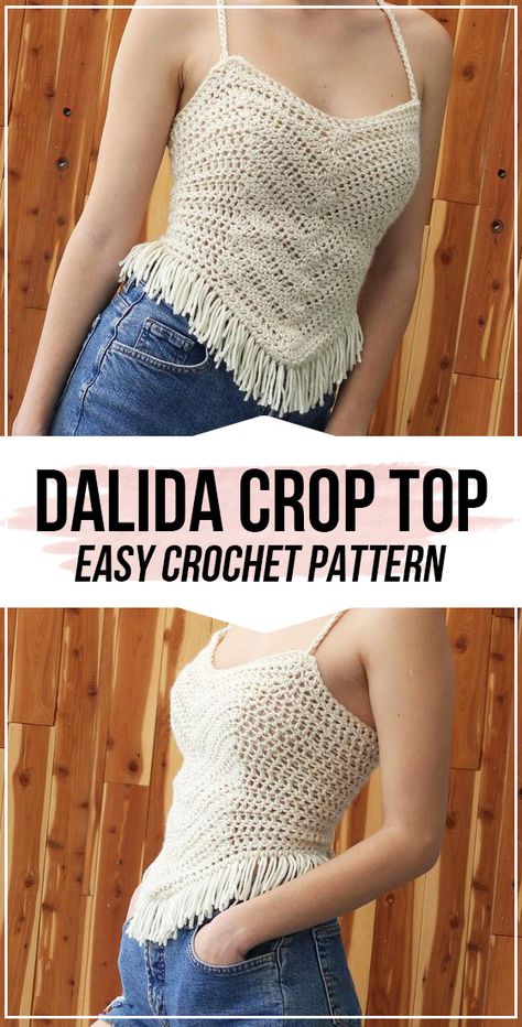 crochet Dalida Crop Top pattern - easy crochet top pattern for beginners Crop Top Pattern Crochet, Crochet Tank Tops, Crop Top Pattern, Crochet Crop Top Pattern, Mode Crochet, Crochet Ladies Tops, Crochet Tops Free Patterns, Crochet Summer Tops, Crochet Clothes For Women