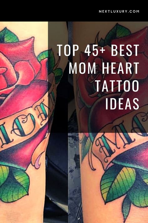 Sailor Jerry Mom Tattoo, Mom With Heart Tattoo, American Traditional Mom Tattoo Heart, Classic Mom Heart Tattoo, Honor Mom Tattoo, Old School Mom Heart Tattoo, Tattoos That Say Mom, I Heart Mom Tattoo, Mama Heart Tattoo