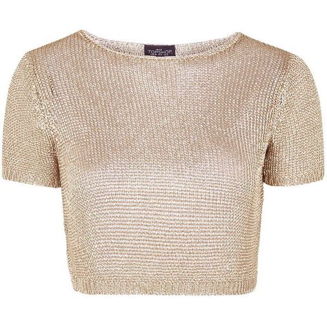 TOPSHOP PETITE Metal Yarn Tee (202600 PYG) ❤ liked on Polyvore featuring tops, t-shirts, shirts, crop tops, blusas, petite, rose gold, petite shirts, crop tee and petite tops Rose Gold Shirt, Shirts Crop Tops, Brown Crop Top, Shirts Crop, Metal Shirts, Gold Shirt, Metal T Shirts, Petite Shirts, Sweater Vest Women