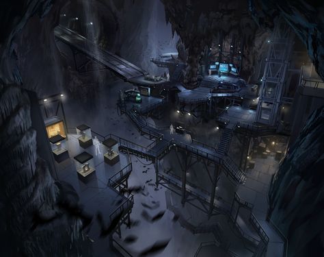 Batman Season 2 - Batcave, Gray Rogers on ArtStation at https://www.artstation.com/artwork/aKm12 Batcave Room, Batman Cave, Batman Facts, Batman Trilogy, Batman Batcave, Batman Redesign, Garage Windows, Wayne Manor, Batman Concept