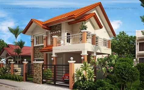 MHD-2012004 | Pinoy ePlans - Modern House Designs, Small House Designs and More! Two Storey House Plans, Philippines House Design, Modern Mediterranean Homes, Philippine Houses, Two Story House Design, 2 Storey House Design, 2 Storey House, Build Your House, Mediterranean House Plans