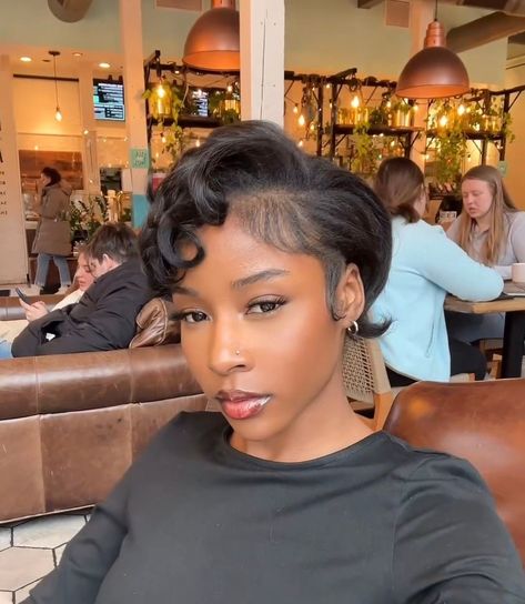 Very Short Hairstyles For Black Women, Honey Brown Pixie Haircut Black Women, Natural Hairstyles Short Hair Black, Pixie Cut Sew In, 4c Pixie Cut, Really Short Hair Hairstyles, Pixie Cut Black Women Natural Hair, Cute Black Hairstyles Natural Hair, Natural Pixie Haircut Black Women