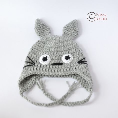 Hat Crochet Pattern Free, Crochet Hat Pattern Free, Totoro Hat, Totoro Crochet, Totoro Pattern, Crochet Totoro, Hat Free Crochet Pattern, Quick Crochet Projects, Hat Patterns Free