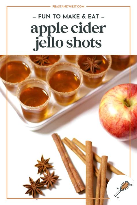 Apple Cider Jello Shots with Bourbon will be the star of any holiday party. Make spiced bourbon and mix with apple Cider, sugar and gelatin. Fireball Cider Jello Shots, Fall Jello Shots, Apple Cider Jello Shots, Cider Jello Shots, Caramel Apple Jello Shots, Thanksgiving Jello, Frozen Drinks Alcohol, Bourbon Apple Cider, Apple Cider Cocktail